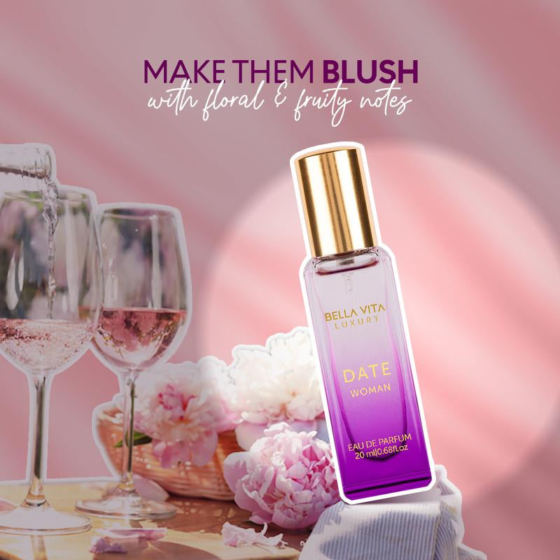 Bellavita Luxury'S Date - 20 Ml | Mini Perfume for Women | Pink Pepper, Red Fruit & Jasmine | Fruity & Spicy | Long Lasting - 0.7 Fl.Oz.