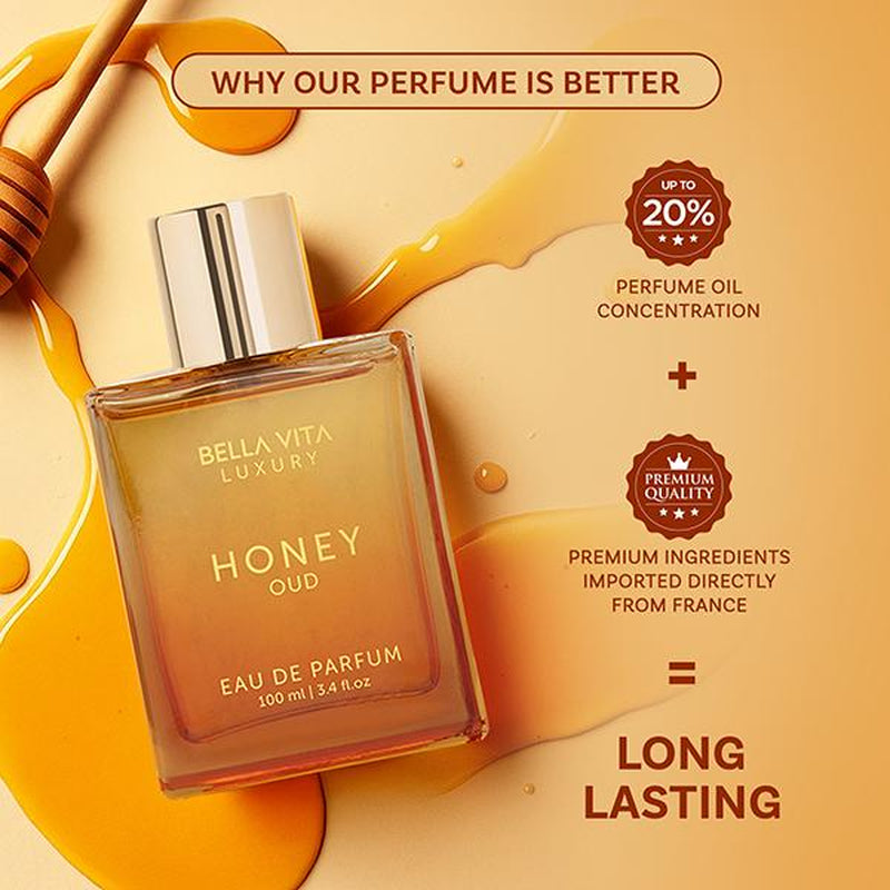 Bella Vita Luxury'S Honey Oud | Eau De Parfum 100Ml (3.4 Fl Oz) | Patchouli, Vanilla, Bergamot | Floral & Spicy | Made with Clean & Vegan Essentials Oils | Cruelty Free Fragrance Perfume