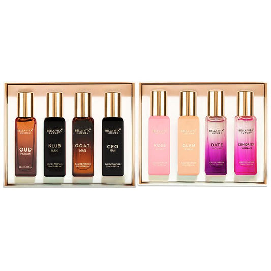 Bella Vita Luxury'S Him & Her Gift Set | 2 Perfume Sets for Men & Women | 8X20Ml | Long Lasting Fragrance | Eau De Parfum