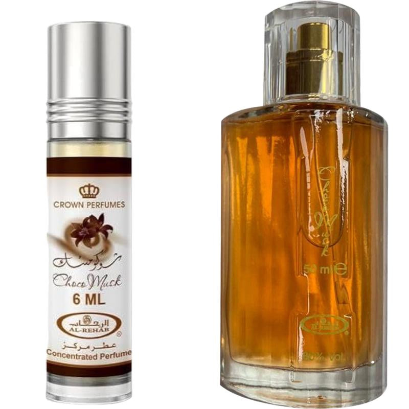(2Pc Bundle Pack) Choco Musk - 6Ml Perfume Oil Roll-On + 50Ml Perfume Spray by Al-Rehab