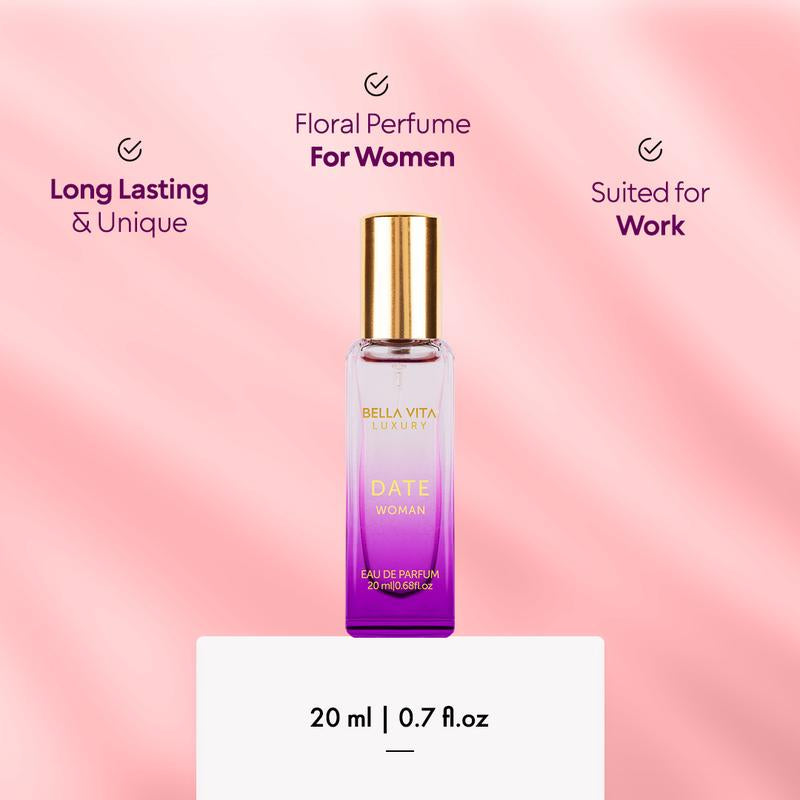 Bellavita Luxury'S Date - 20 Ml | Mini Perfume for Women | Pink Pepper, Red Fruit & Jasmine | Fruity & Spicy | Long Lasting - 0.7 Fl.Oz.