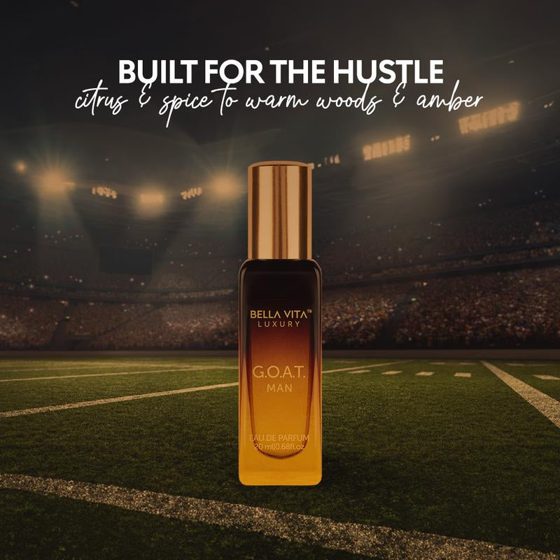 Bellavita Luxury'S G.O.A.T. Man - 20 Ml | EDP | Mini Perfume | Bergamot, Amber & Vetiver | Woody & Musky | Long Lasting | Cruelty Free - 0.7 Fl.Oz.